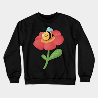 Sleepy bee on flower Crewneck Sweatshirt